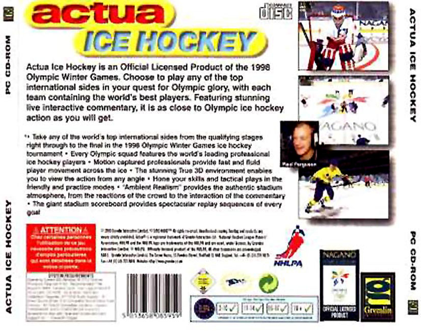 Actua Ice Hockey - zadn CD obal