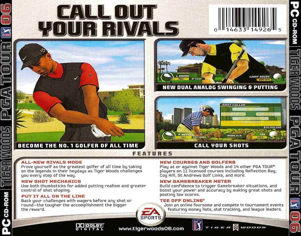 Tiger Woods PGA Tour 06 - zadn CD obal