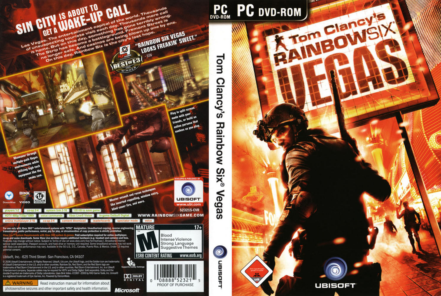 Rainbow Six: Vegas - DVD obal