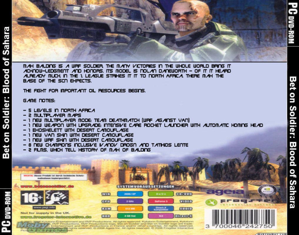 Bet on Soldier: Blood of Sahara - zadn CD obal