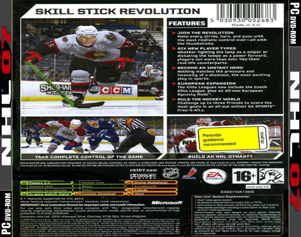 NHL 07 - zadn CD obal