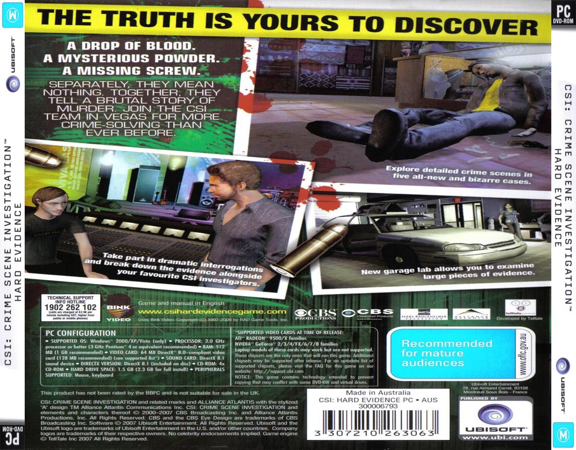 CSI: Hard Evidence - zadn CD obal