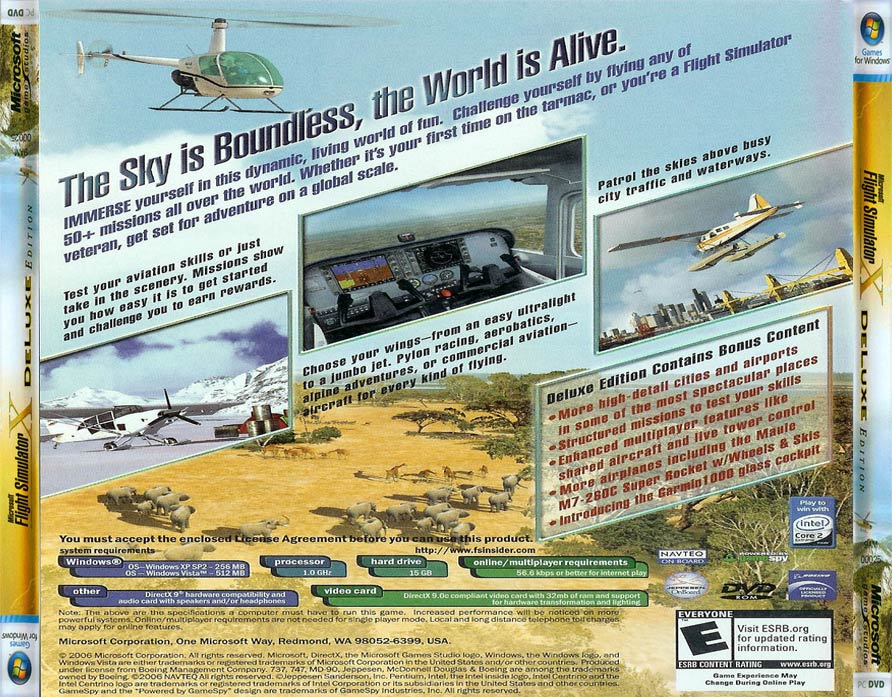 Microsoft Flight Simulator X Deluxe Edition - zadn CD obal