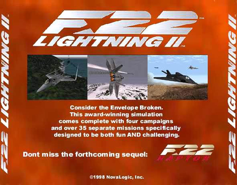 F-22 Lightning - zadn CD obal