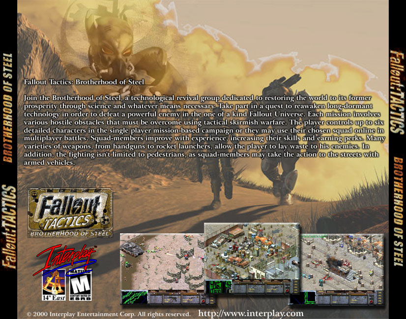Fallout Tactics: Brotherhood of Steel - zadn CD obal
