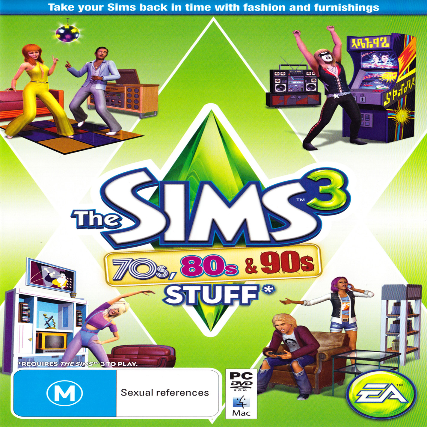 The Sims 3: 70s, 80s, & 90s Stuff - predn CD obal