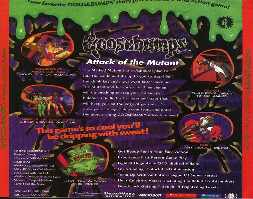 Goosebumps: Attack of the Mutant - zadn CD obal