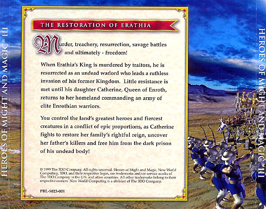 Heroes of Might & Magic 3: Epic Battles of Strategy and Honor - zadn CD obal
