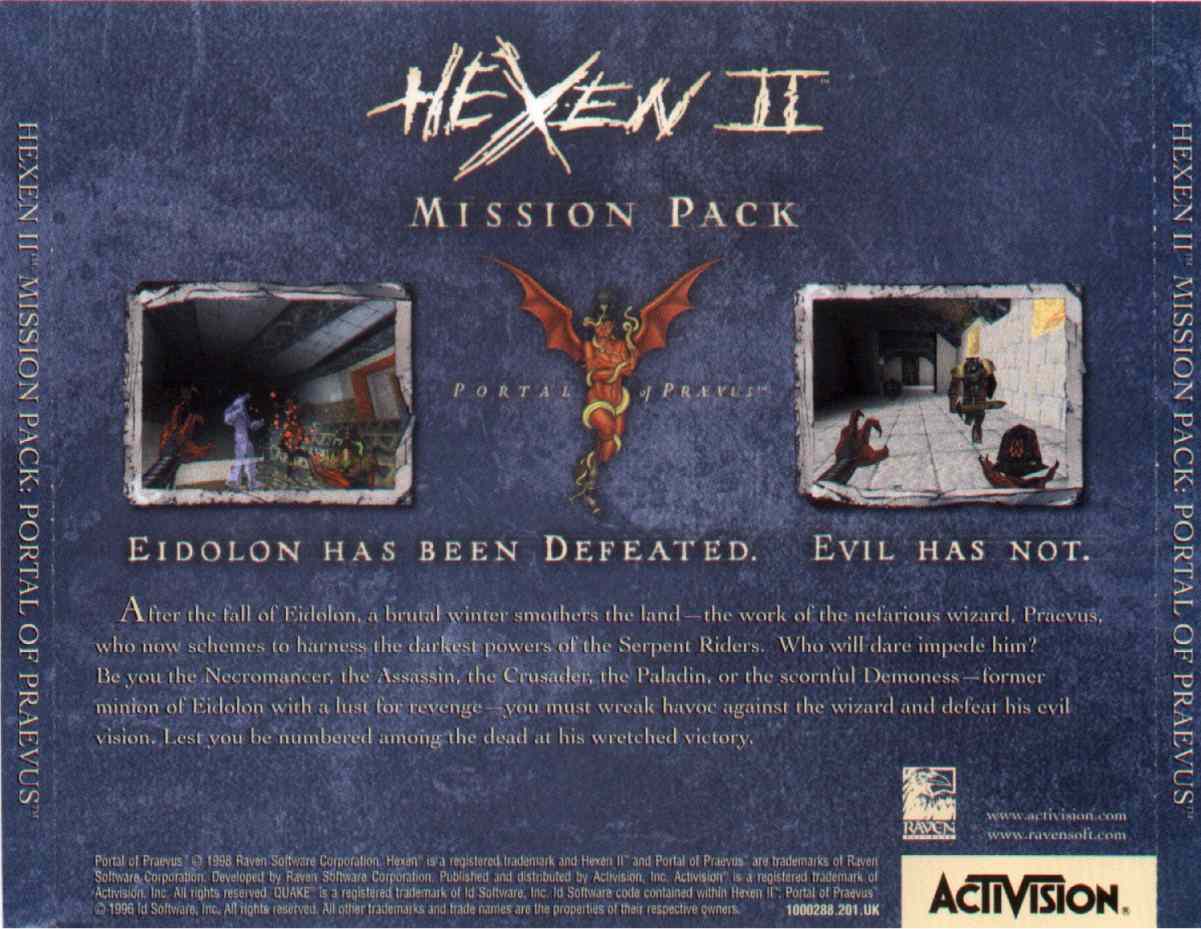 Hexen 2: Portal of Praevus - Mission Pack - zadn CD obal