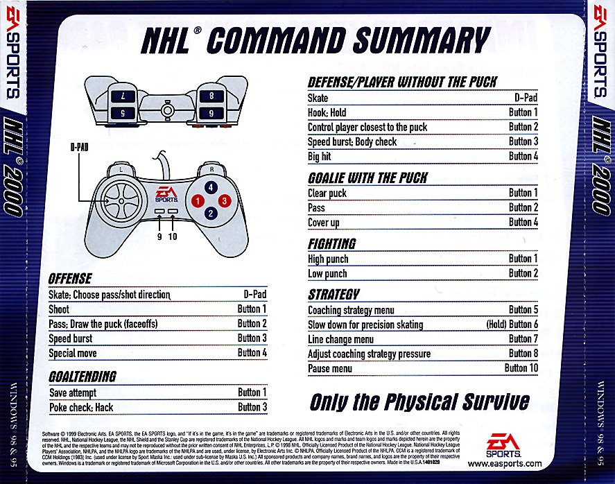 NHL 2000 - zadn CD obal