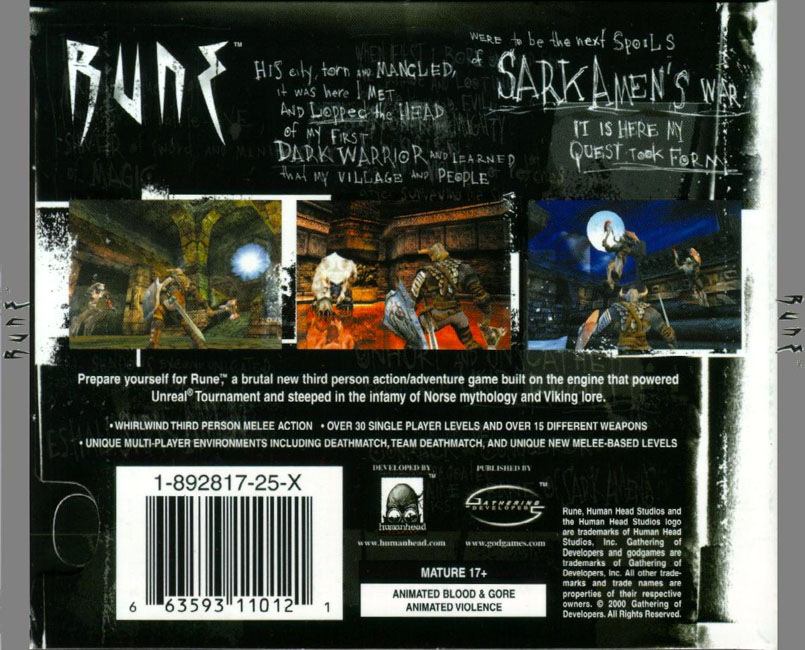 Rune (2000) - zadn CD obal