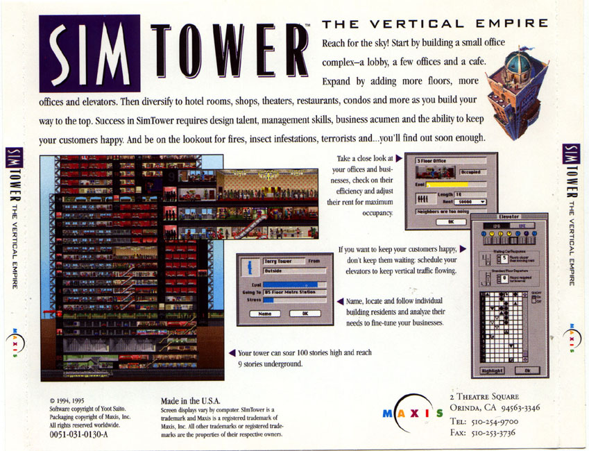 Sim Tower - zadn CD obal