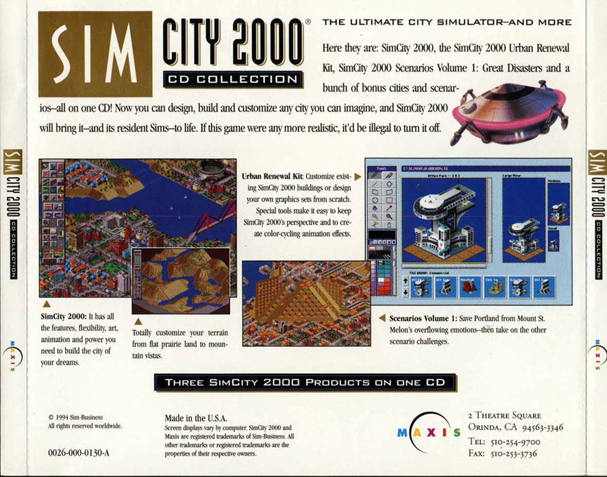 SimCity 2000 - zadn CD obal