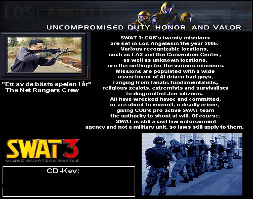SWAT 3 - Close Quarters Battle - zadn CD obal