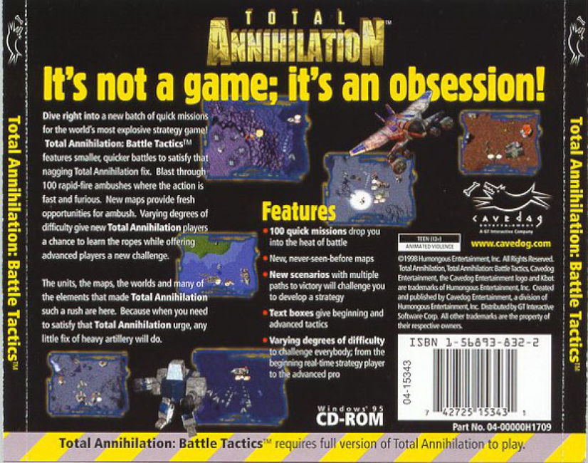 Total Annihilation: Battle Tactics - zadn CD obal