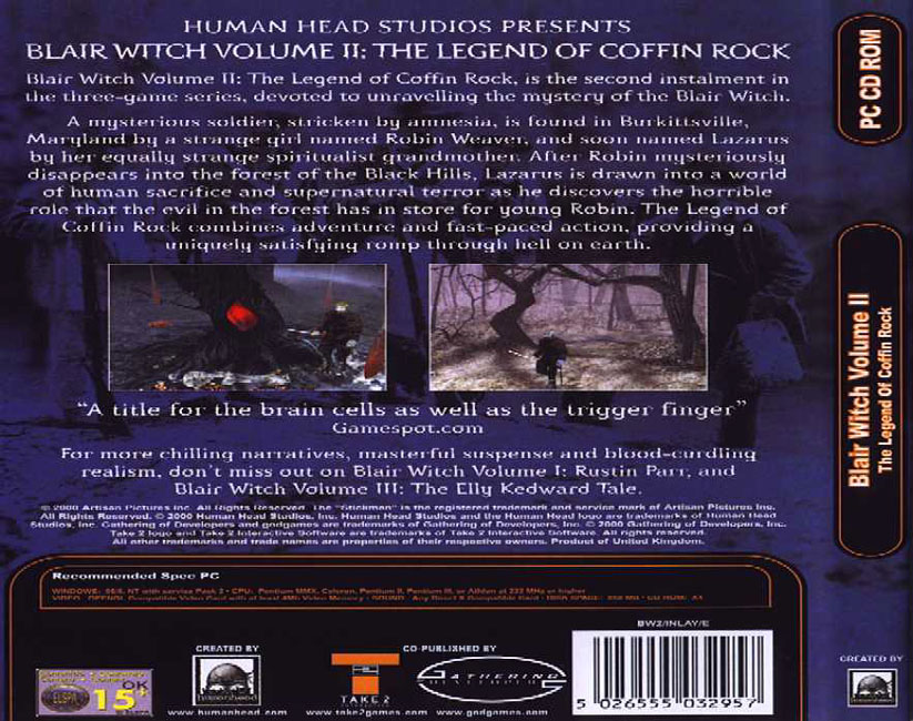Blair Witch Volume 2: The Legend of Coffin Rock - zadn CD obal