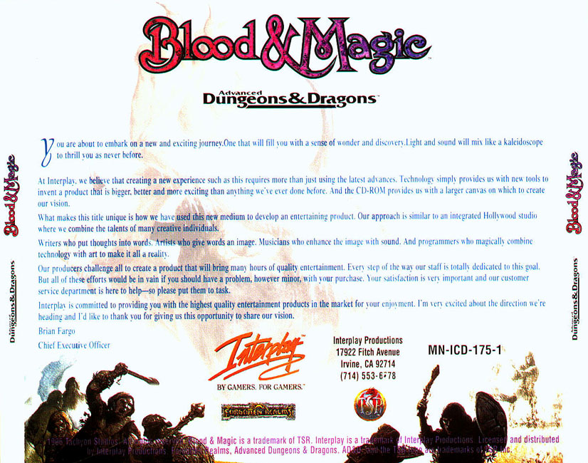Blood and Magic - zadn CD obal