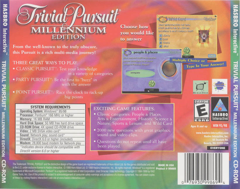 Trivial Pursuit: Millennium Edition - zadn CD obal
