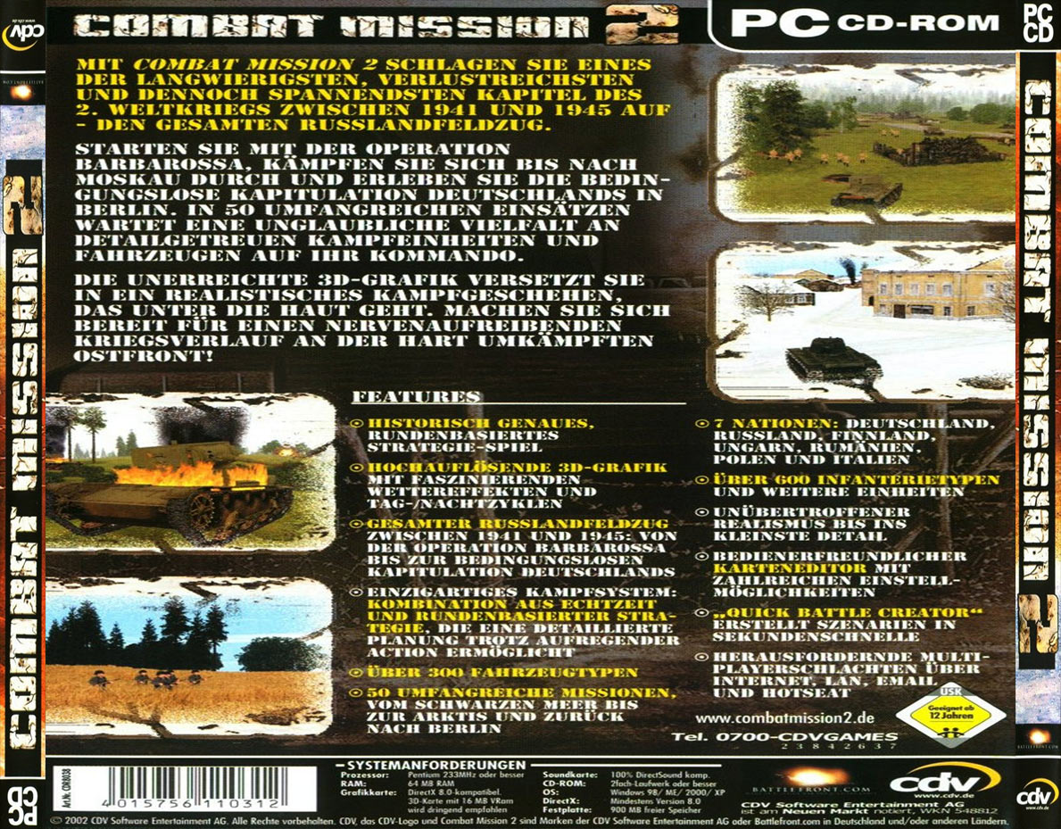 Combat Mission 2 - zadn CD obal