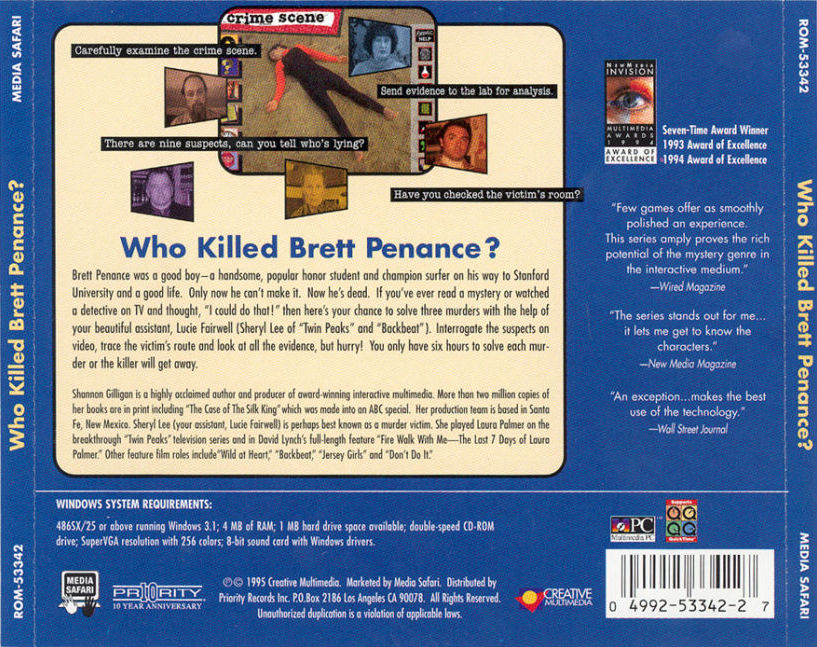 Who Killed Brett Penance? - zadn CD obal