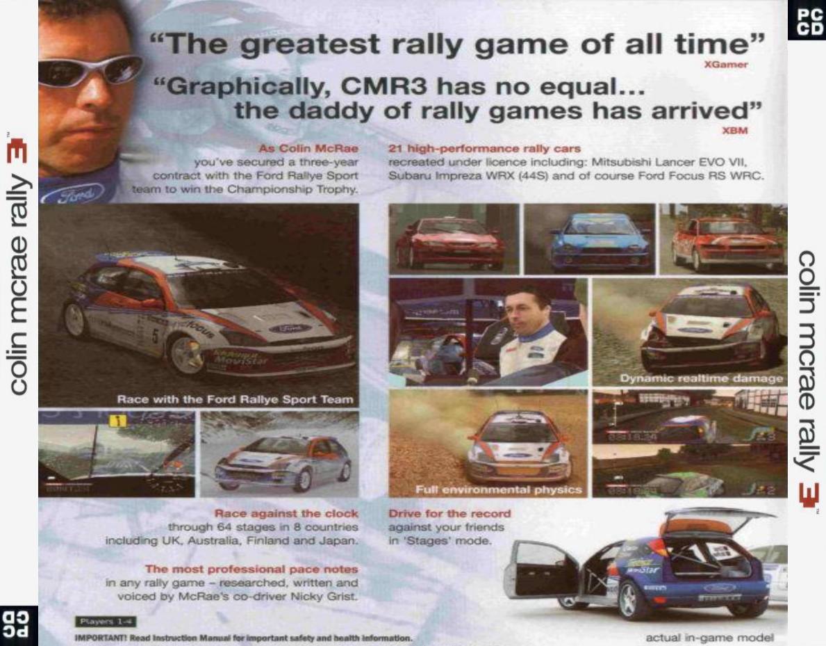 Colin McRae Rally 3 - zadn CD obal