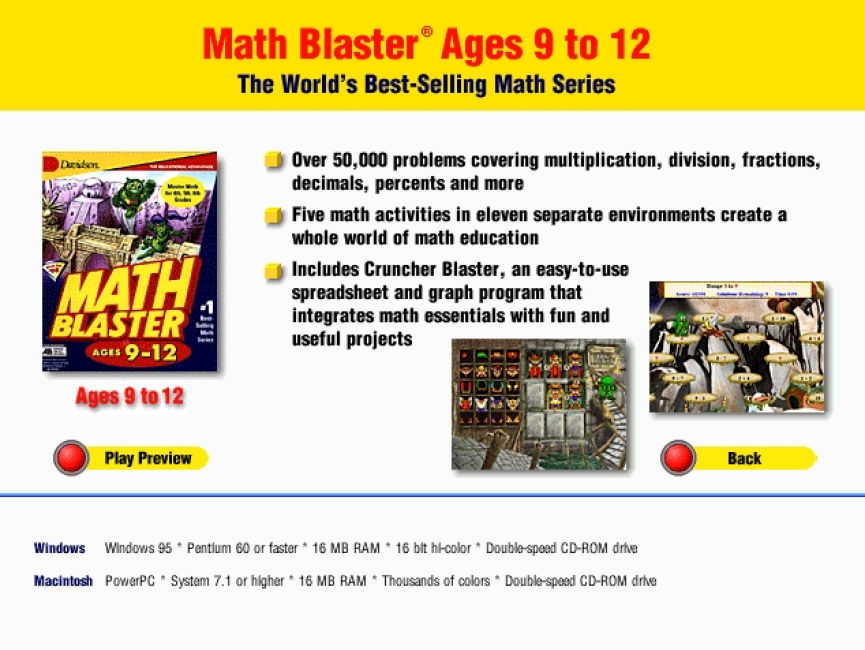 Math Blaster: Ages 9-12 - zadn vntorn CD obal