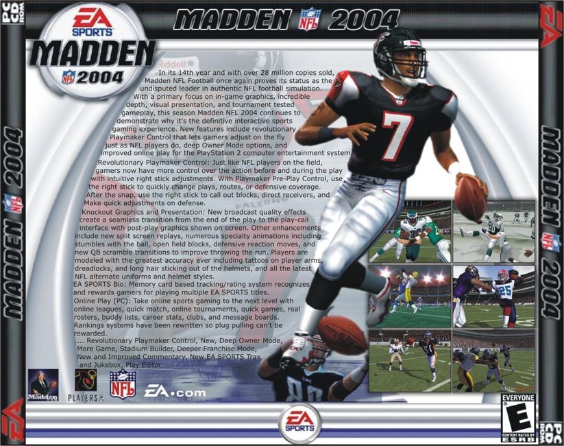Madden NFL 2004 - zadn CD obal