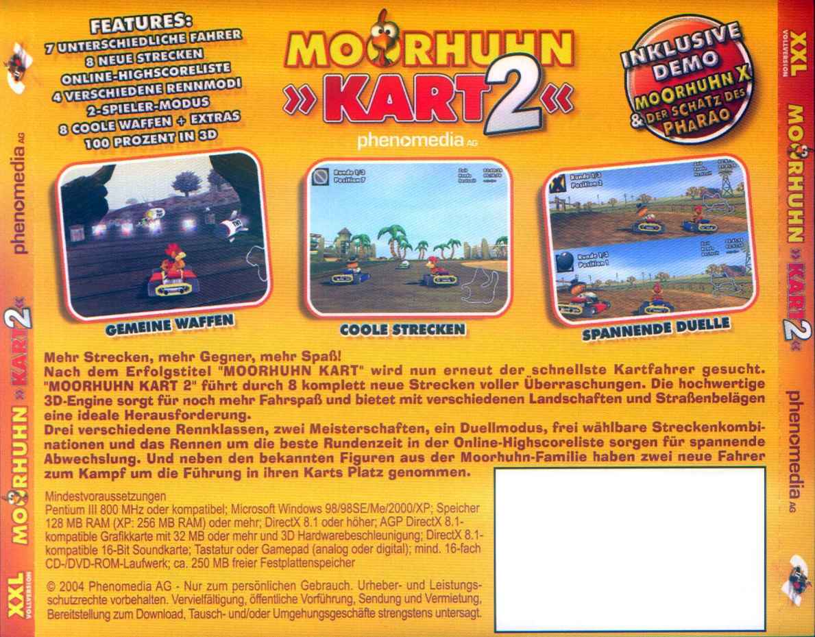 Moorhuhn KART 2 - zadn CD obal