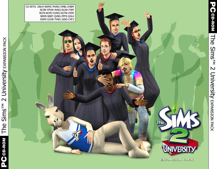The Sims 2: University - zadn vntorn CD obal