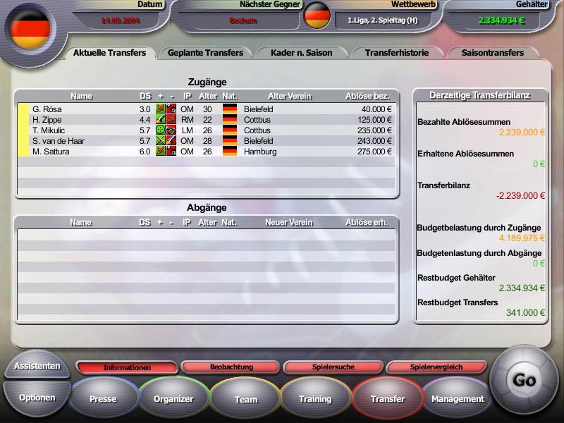 Anstoss 2005 - screenshot 1