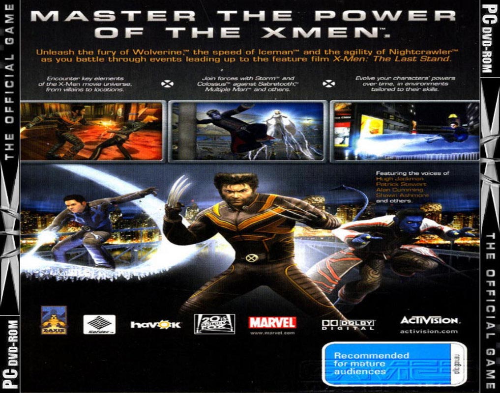 X-Men: The Official Game - zadný CD obal