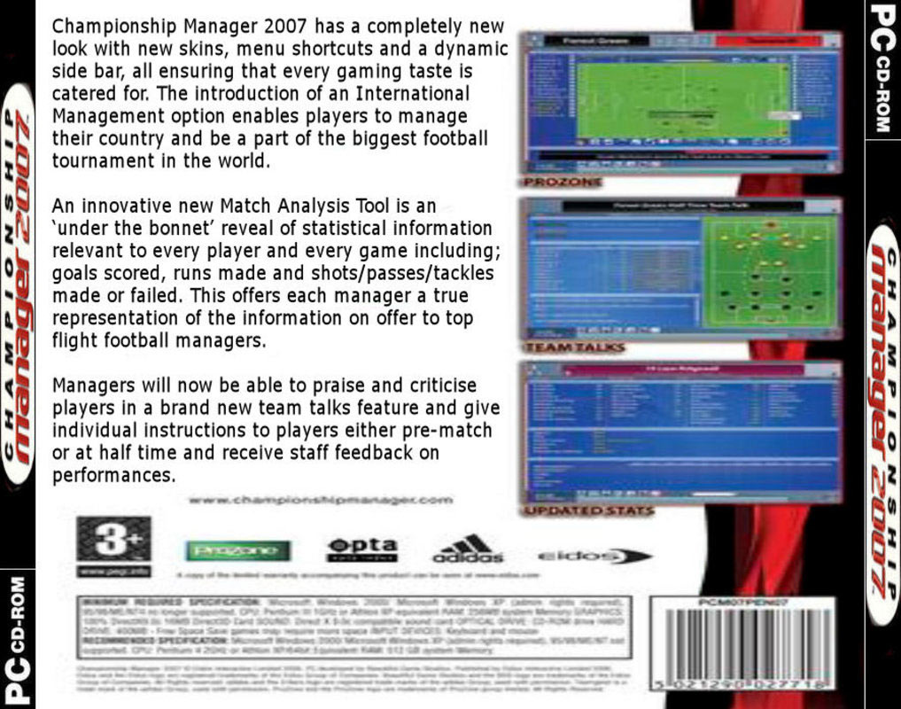 Championship Manager 2007 - zadn CD obal