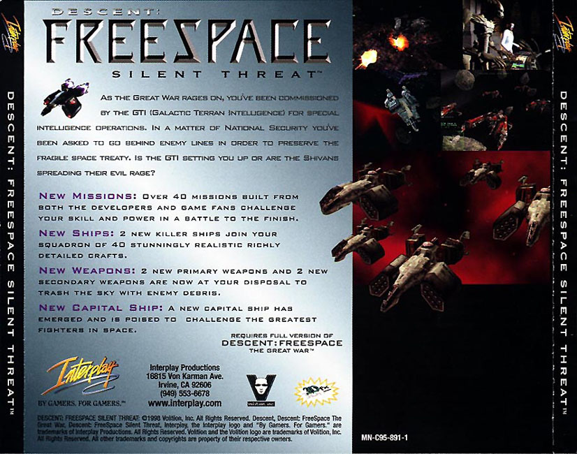 Descent: Freespace - Silent Threat - zadn CD obal