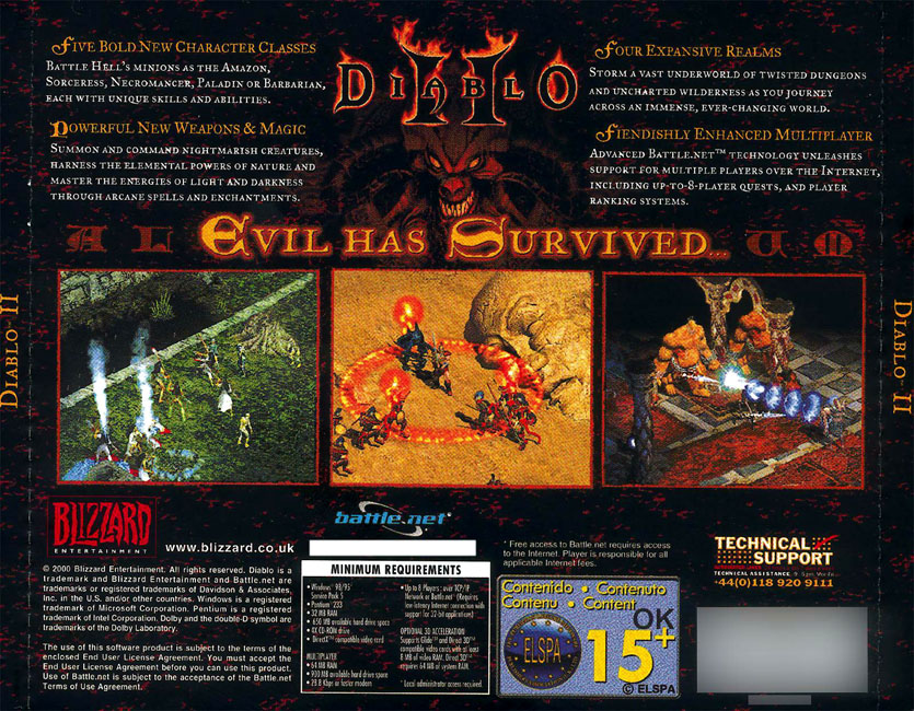 Diablo II - zadn CD obal