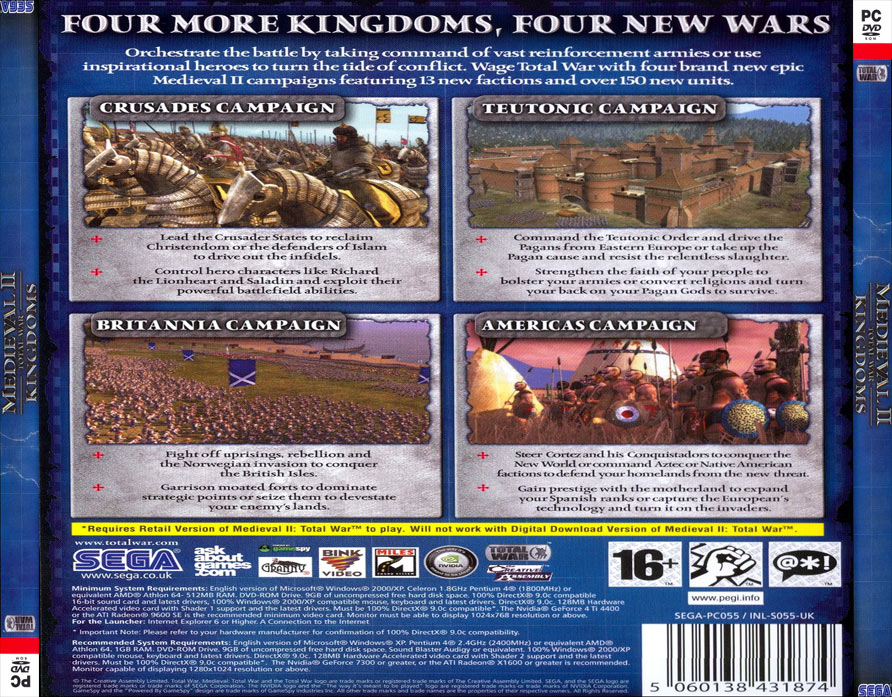 Medieval II: Total War Kingdoms - zadný CD obal