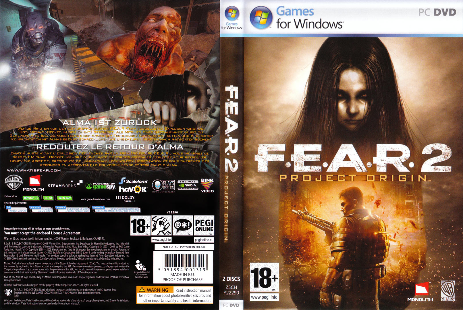 F.E.A.R. 2: Project Origin - DVD obal