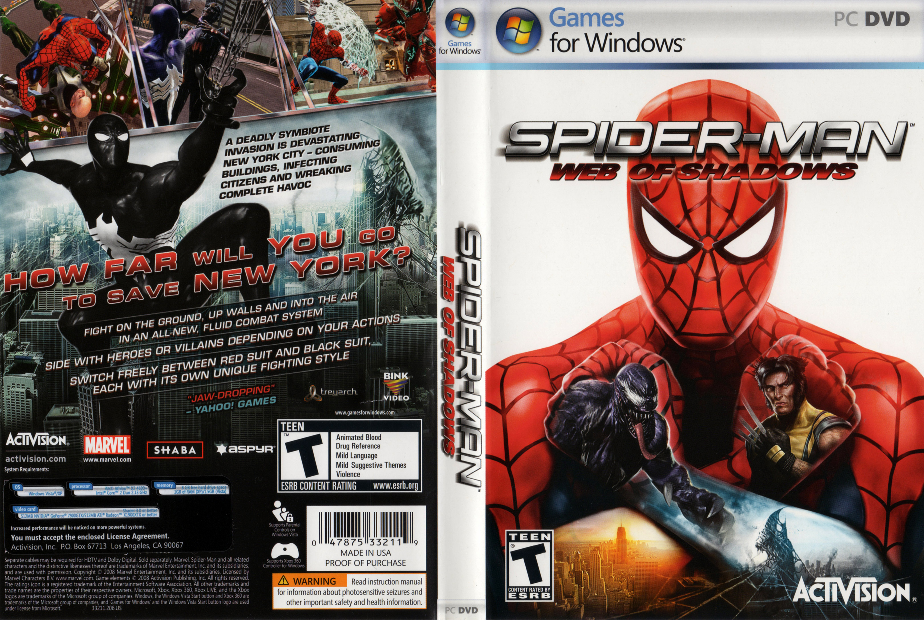 Spider-Man: Web of Shadows - DVD obal
