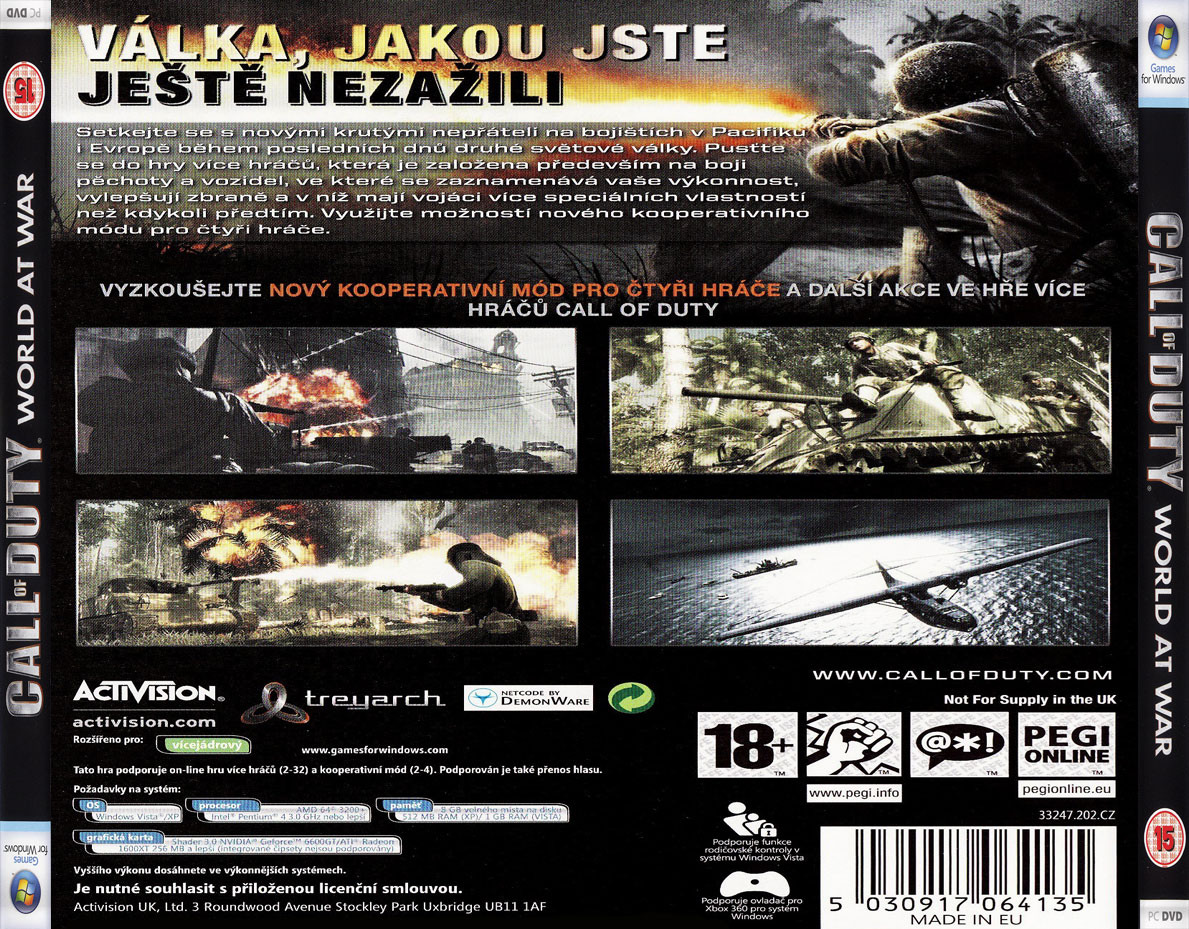Call of Duty 5: World at War - zadn CD obal