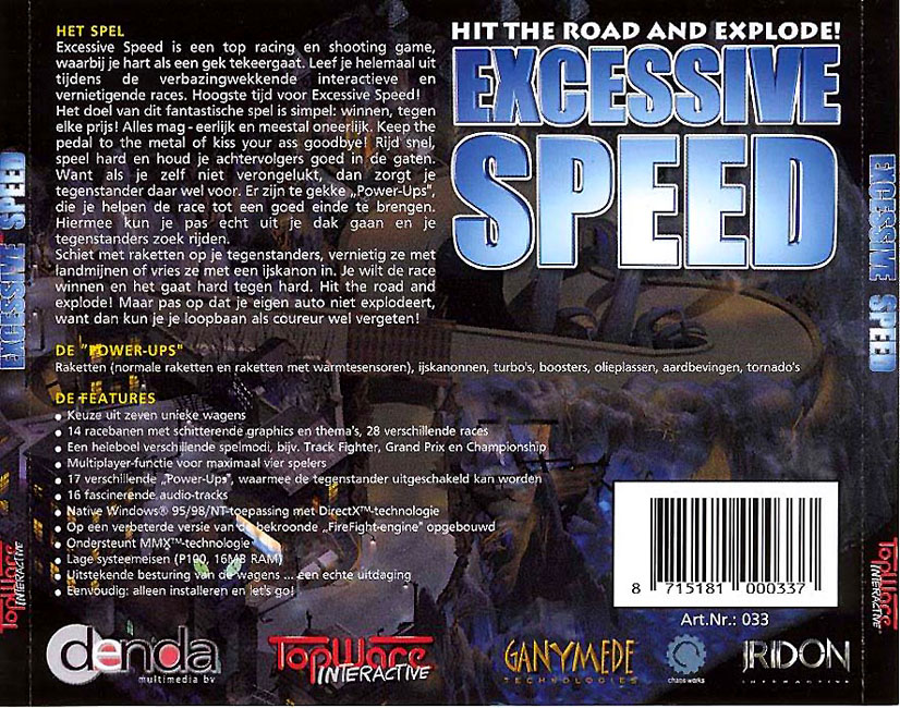 Excessive Speed - zadn CD obal