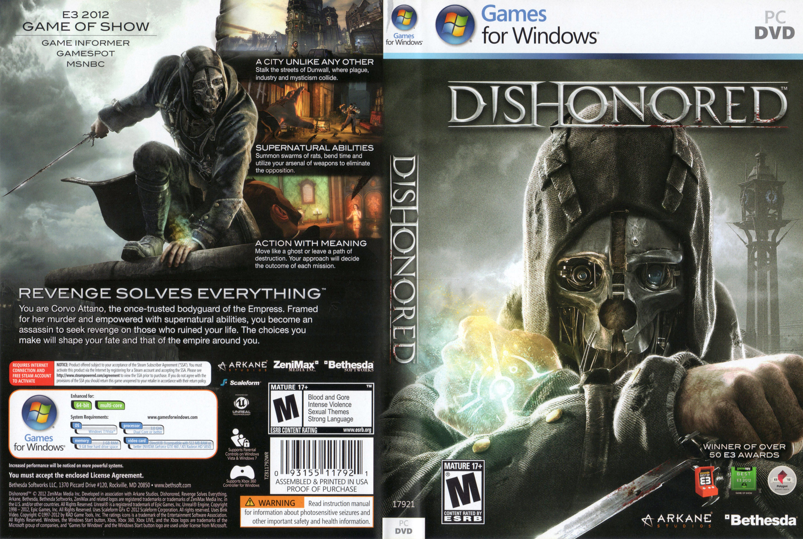 Dishonored - DVD obal