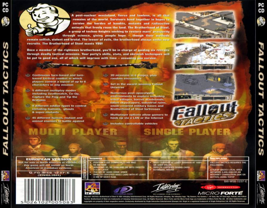 Fallout Tactics: Brotherhood of Steel - zadn CD obal 2