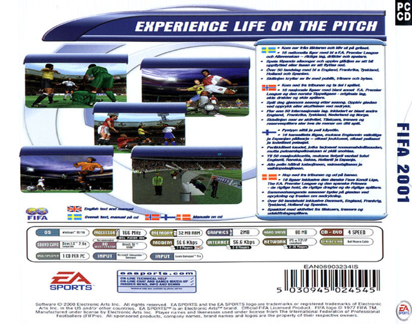 FIFA 2001 - zadn CD obal