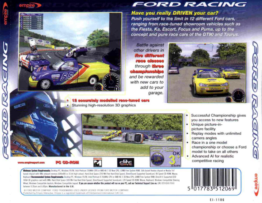 Ford Racing - zadn CD obal