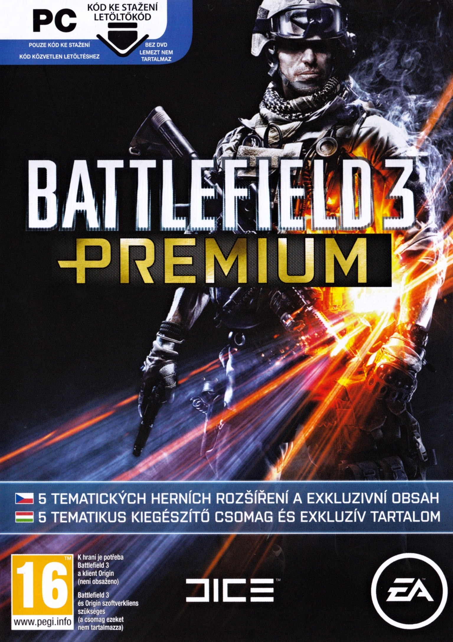 Battlefield 3 Premium - predn DVD obal
