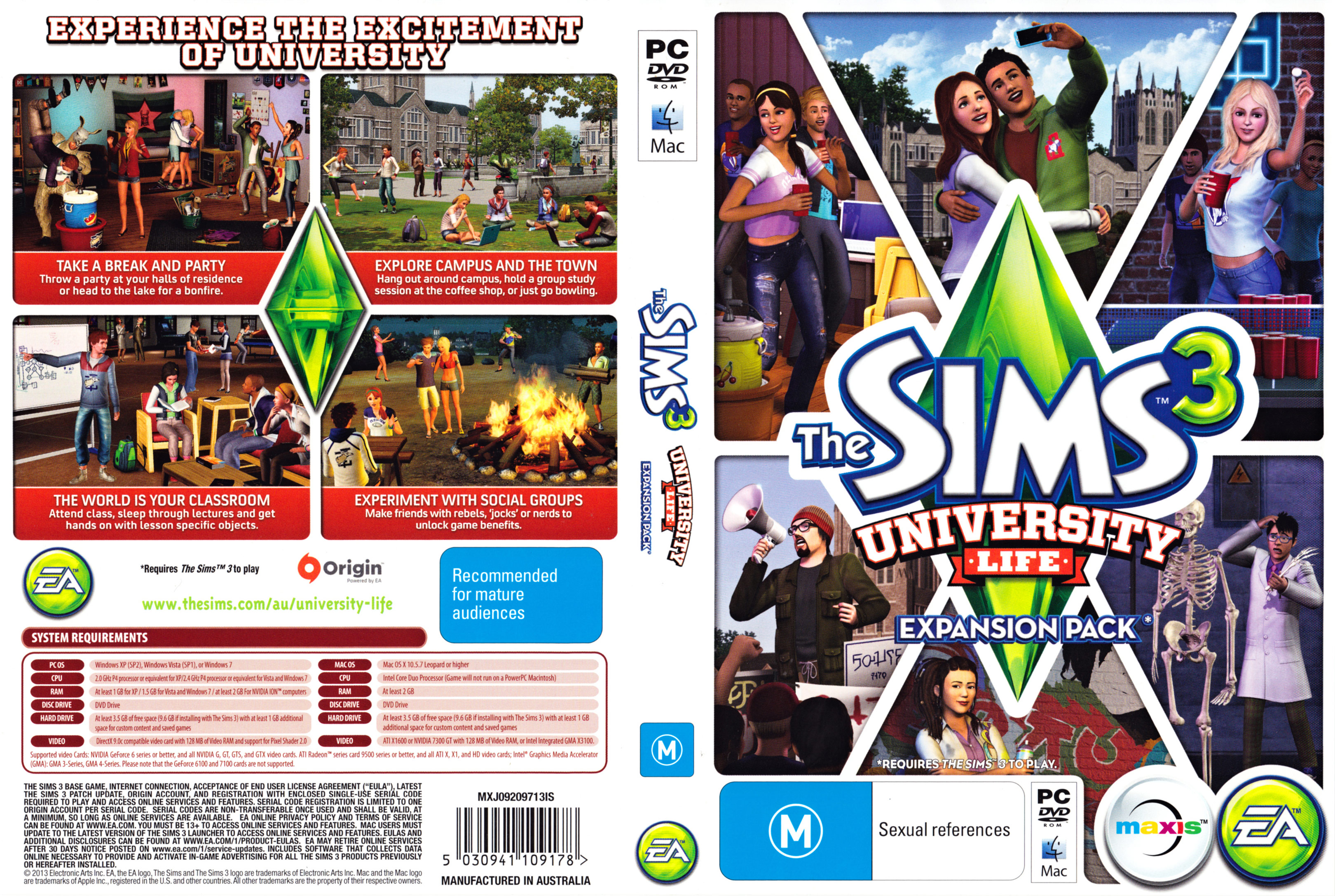 The Sims 3: University Life - DVD obal