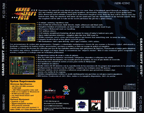 Grand Theft Auto 1 - zadn CD obal