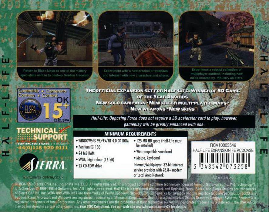 Half-Life: Opposing Force - zadn CD obal 2