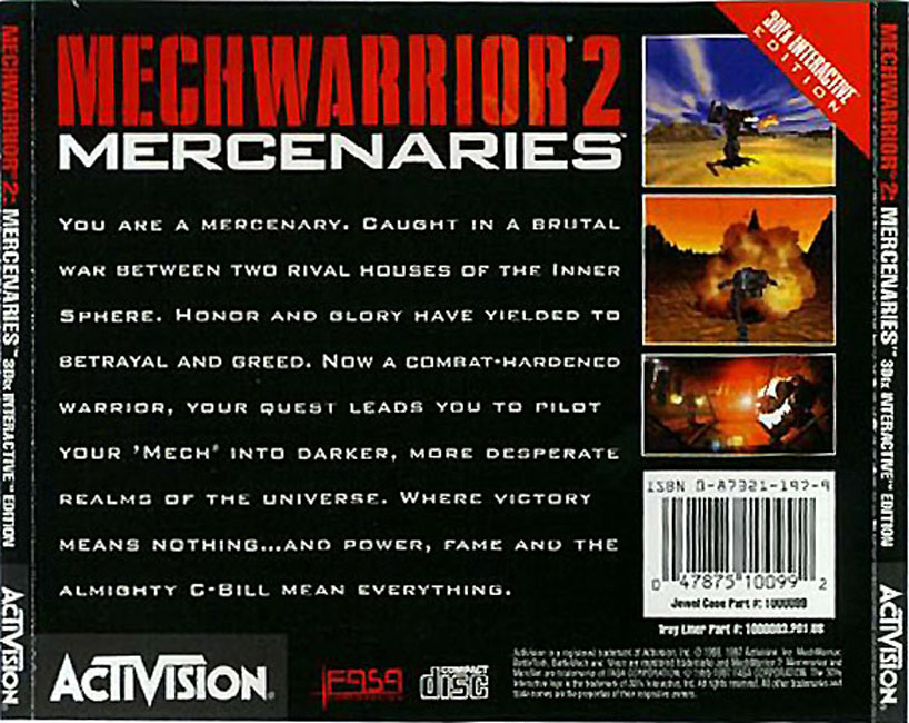 MechWarrior 2: Mercenaries 3Dfx - zadn CD obal