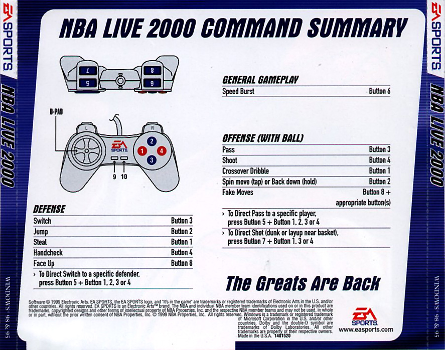 NBA Live 2000 - zadn CD obal