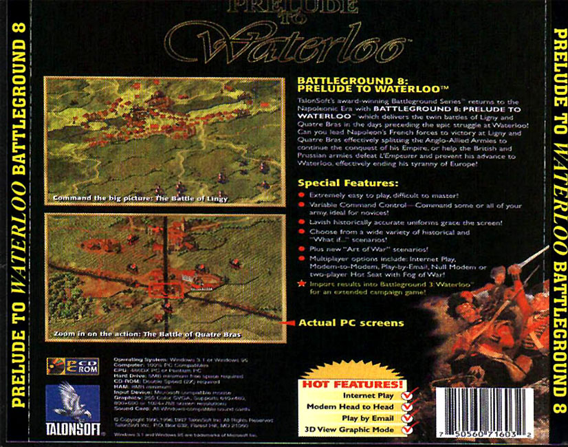 Battleground 8: Prelude to Waterloo - zadn CD obal